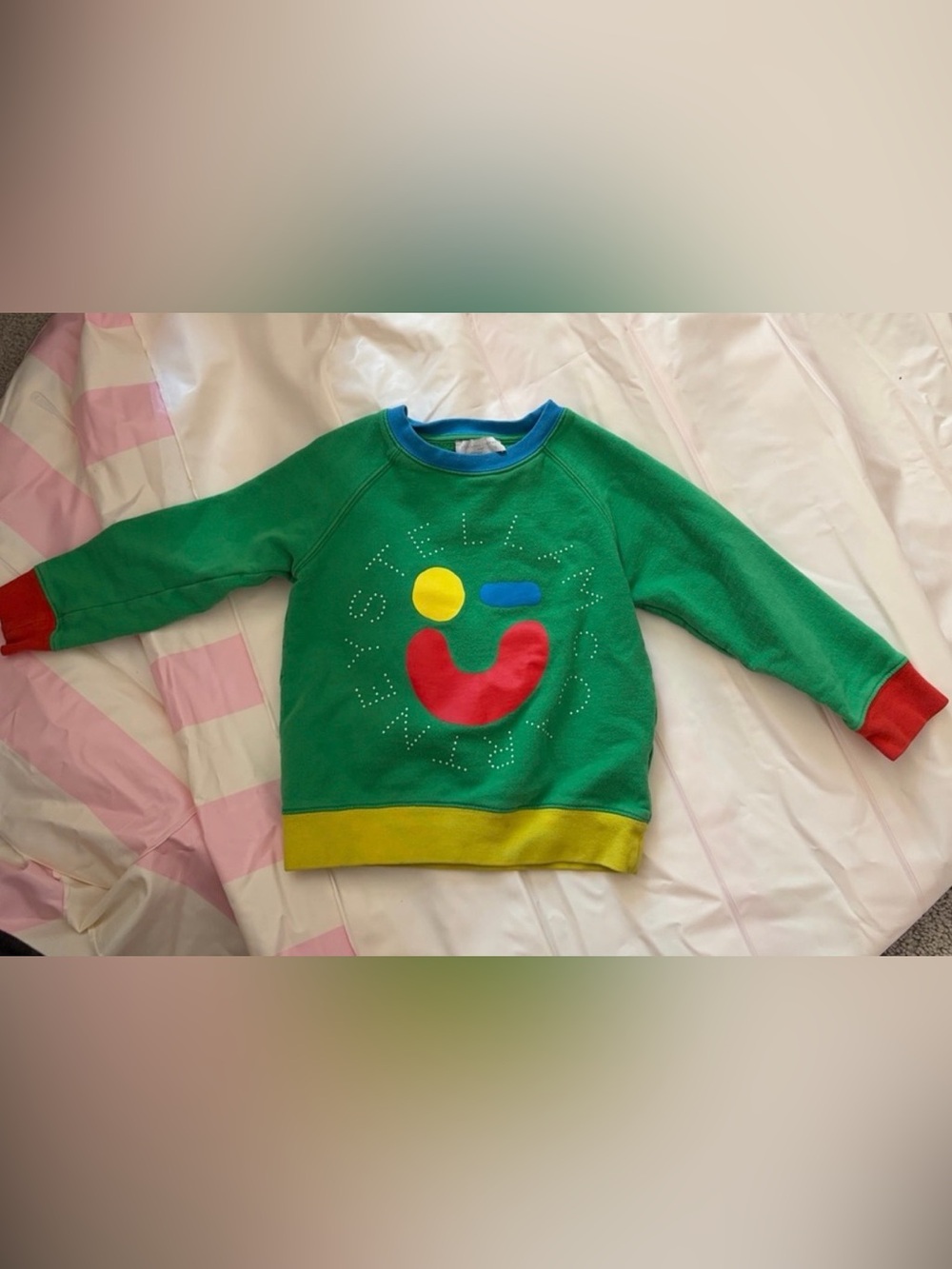 Stella McCartney Kids Green Happy Face Crewneck Sweatshirt